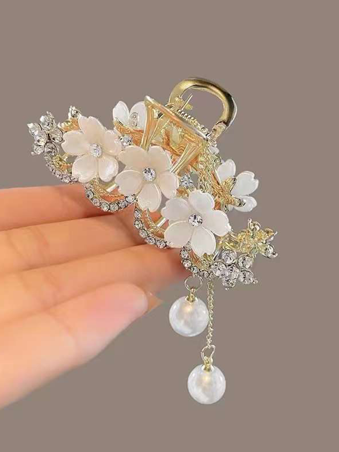 Hair Clip Claw Large - 1pcs Fashion Elegant Exqusite Crystal Flower
