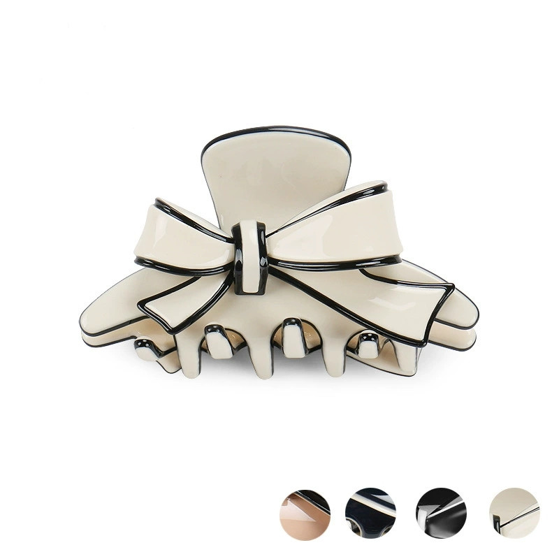 Hair Clip Claw Large - French High-end Acetic Double-sided Bow Hair