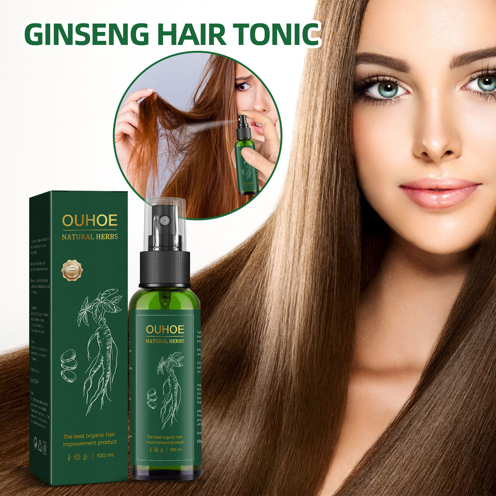 Hair Care Herbal Products - Natural Herbal Ginseng Hair Care Spray