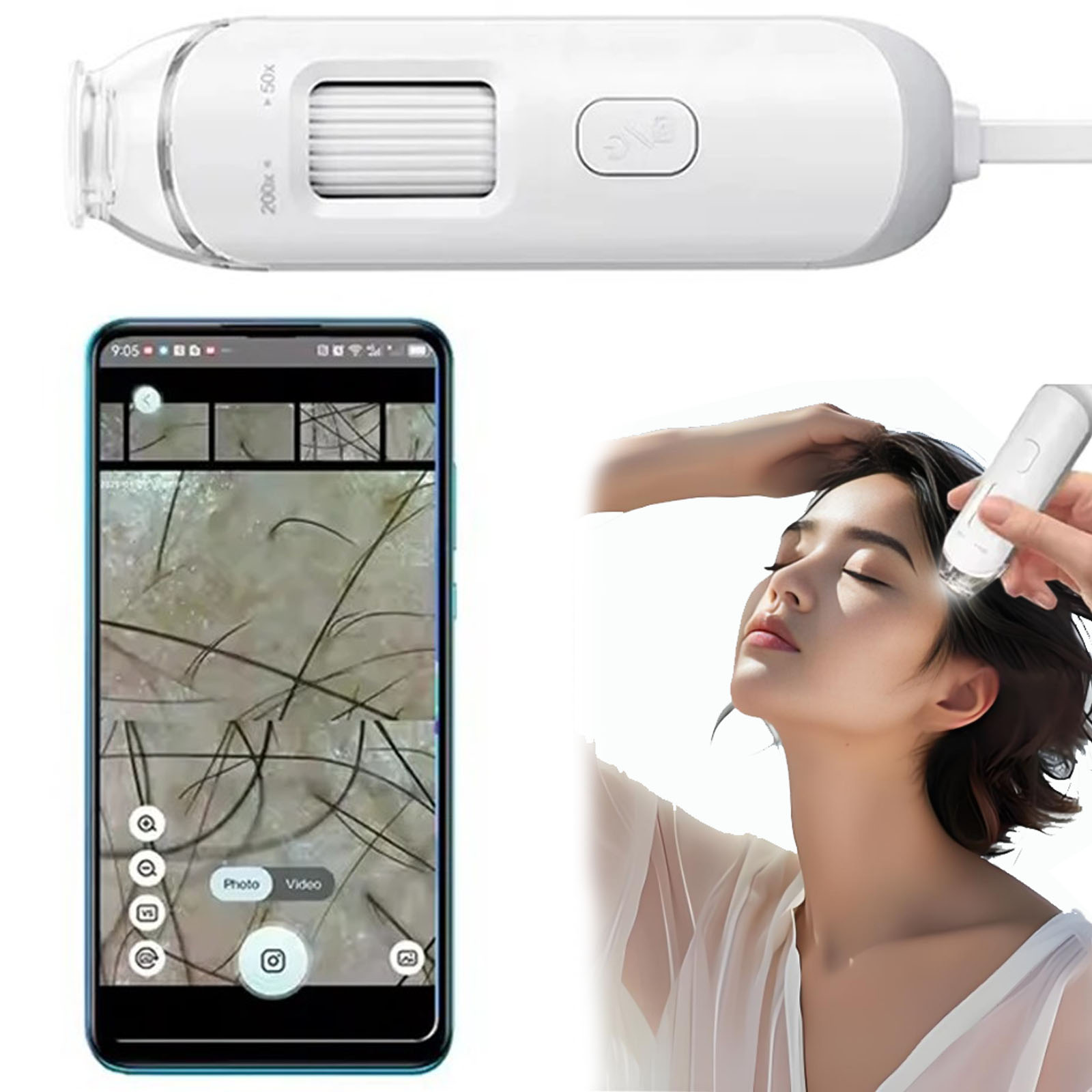Hair Porosity Test - Electron Dermatoscope Scalp Camera Detection Professional