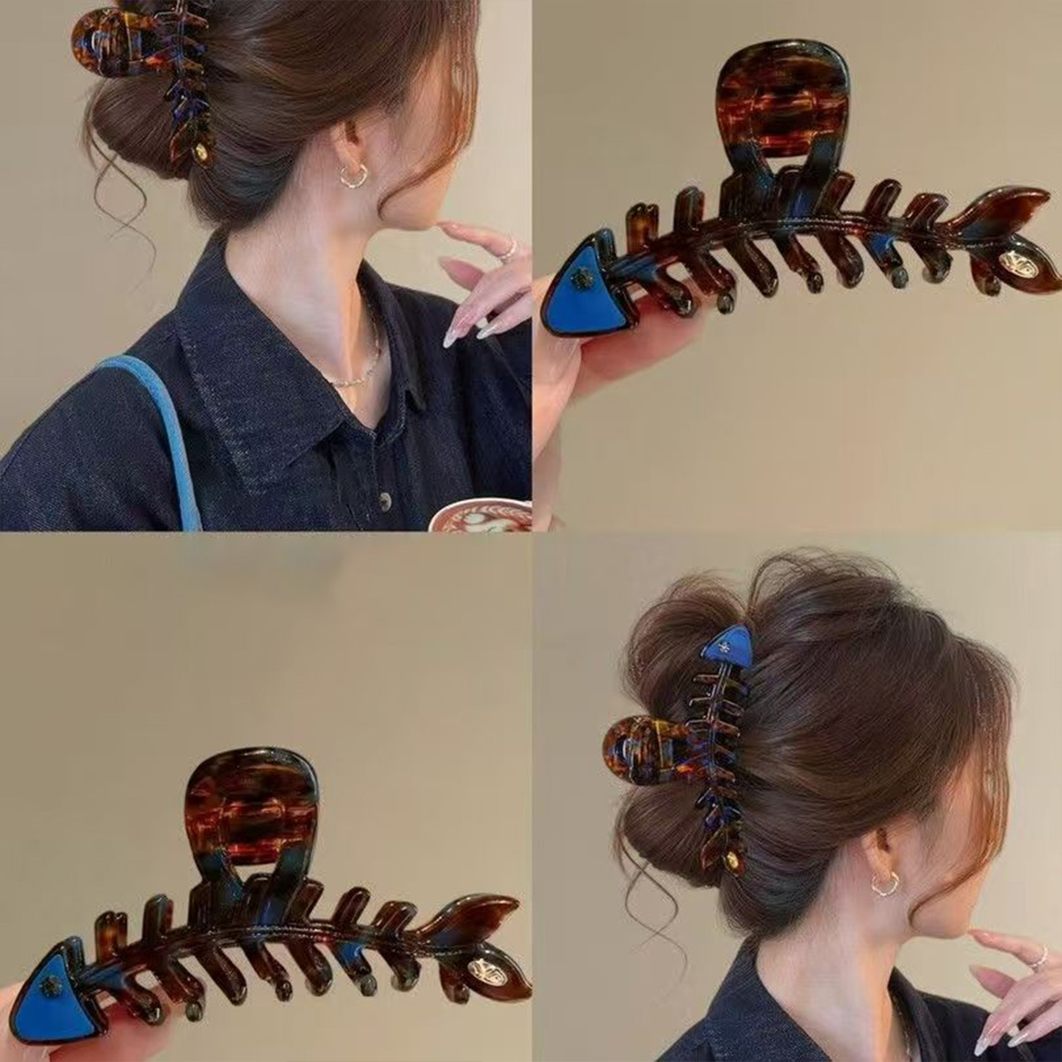1PC Fashion large acetate fish - Hair Clip Claw Large ulasan dan harga