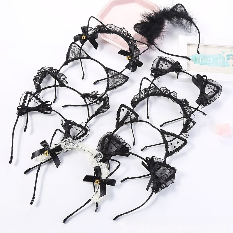 Gothic Ruffled Mesh Cat Ear Ha - Hair Net Invisible ulasan dan harga