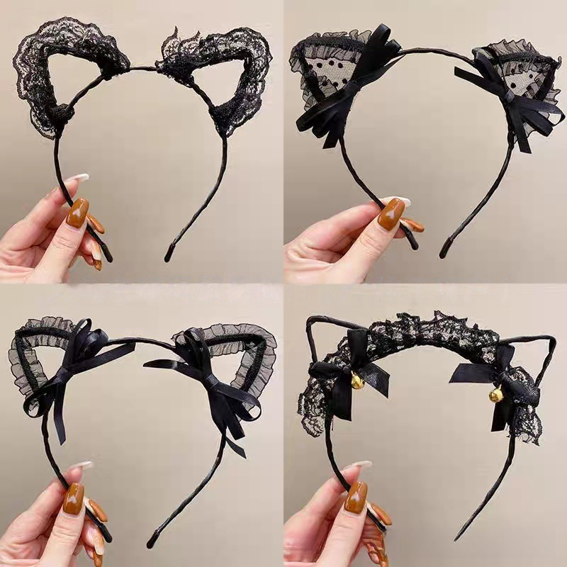 Gothic Ruffled Mesh Cat Ear Ha - Hair Net Invisible ulasan dan harga