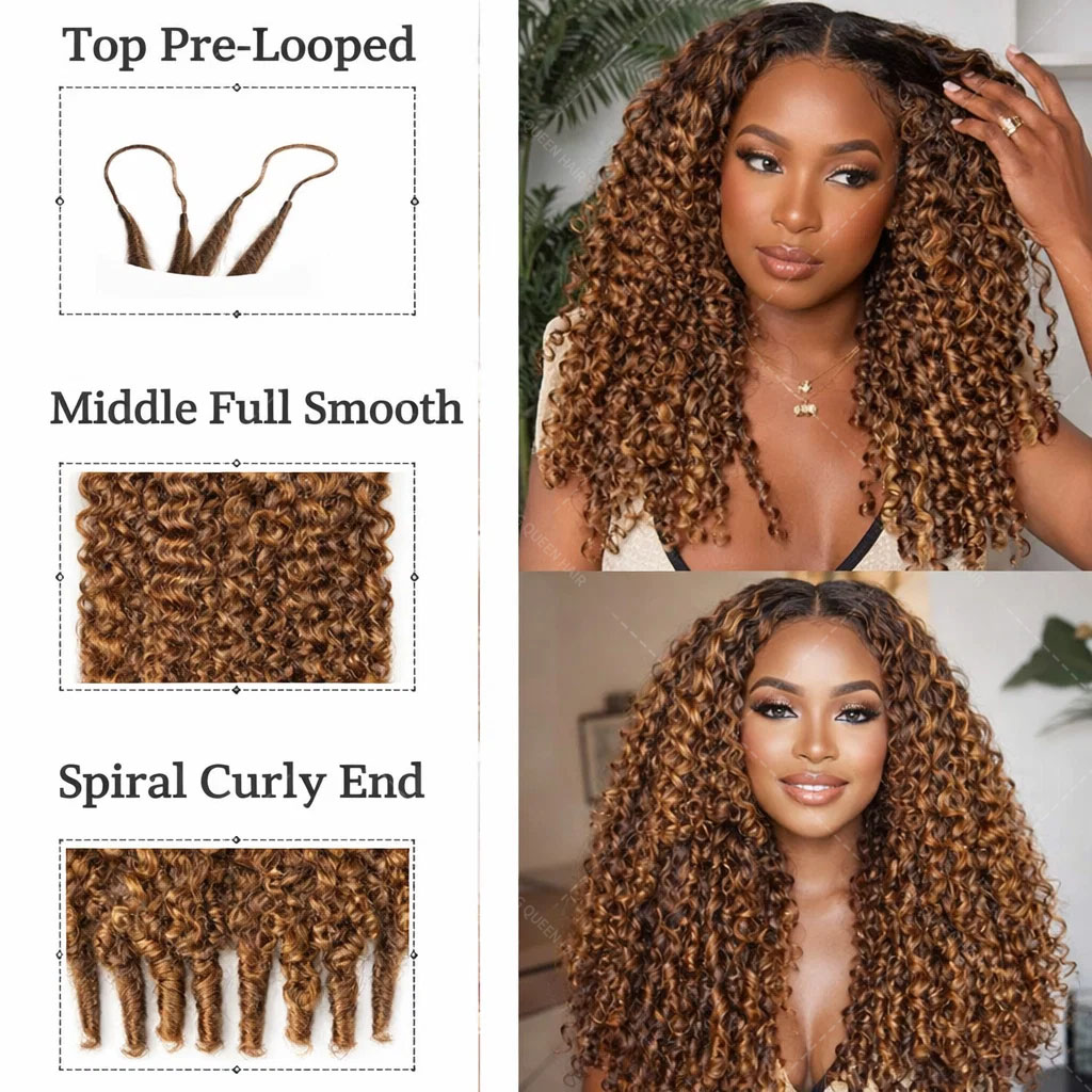 P427 Highlight Burmese Curly F - Feather Hair Extension ulasan dan harga