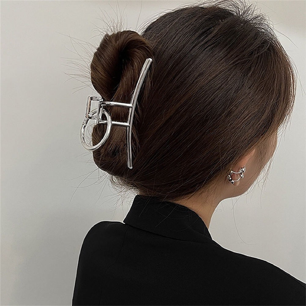 Silver Metal Large Hair Claw C - Hair Clip Claw Large ulasan dan harga