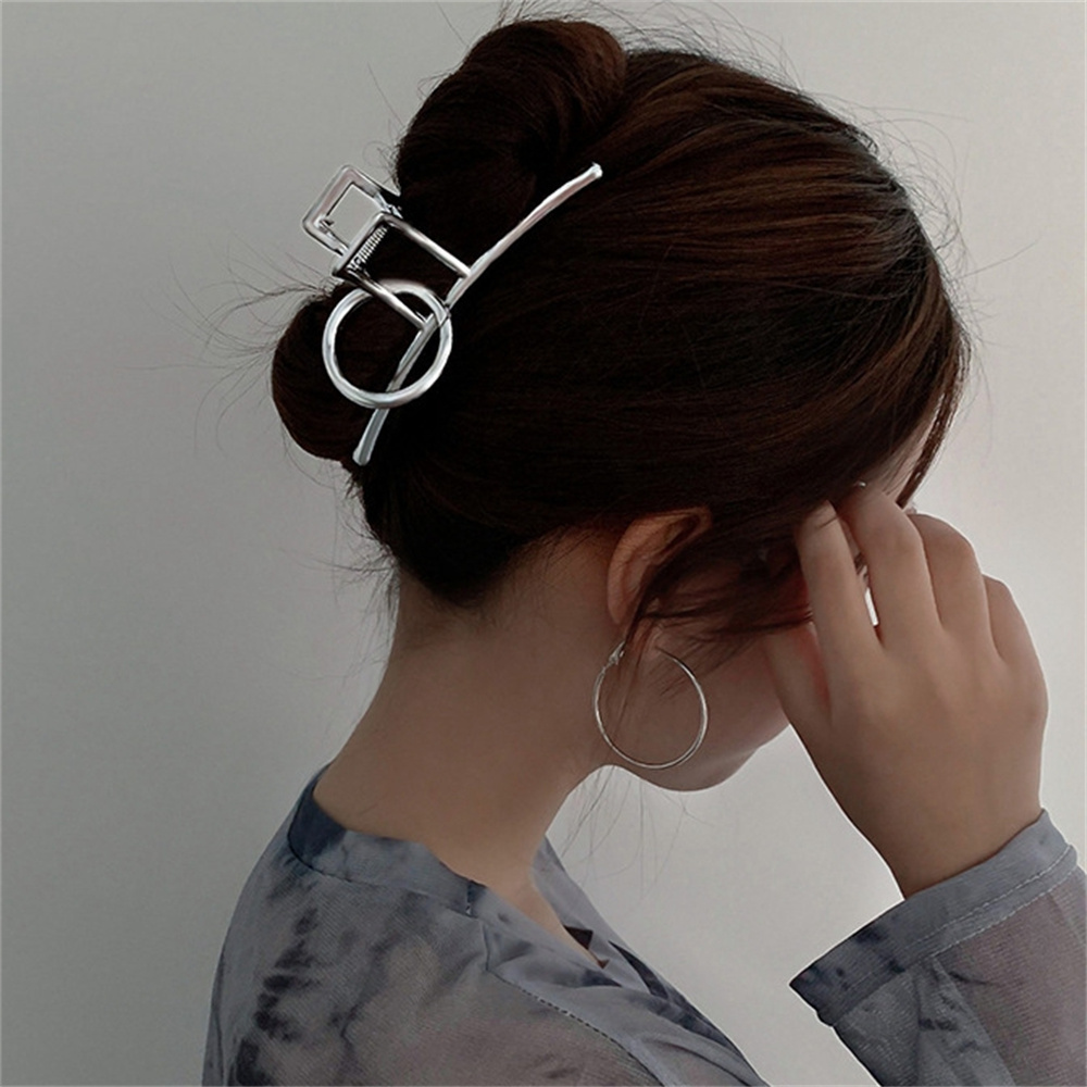 Silver Metal Large Hair Claw C - Hair Clip Claw Large ulasan dan harga