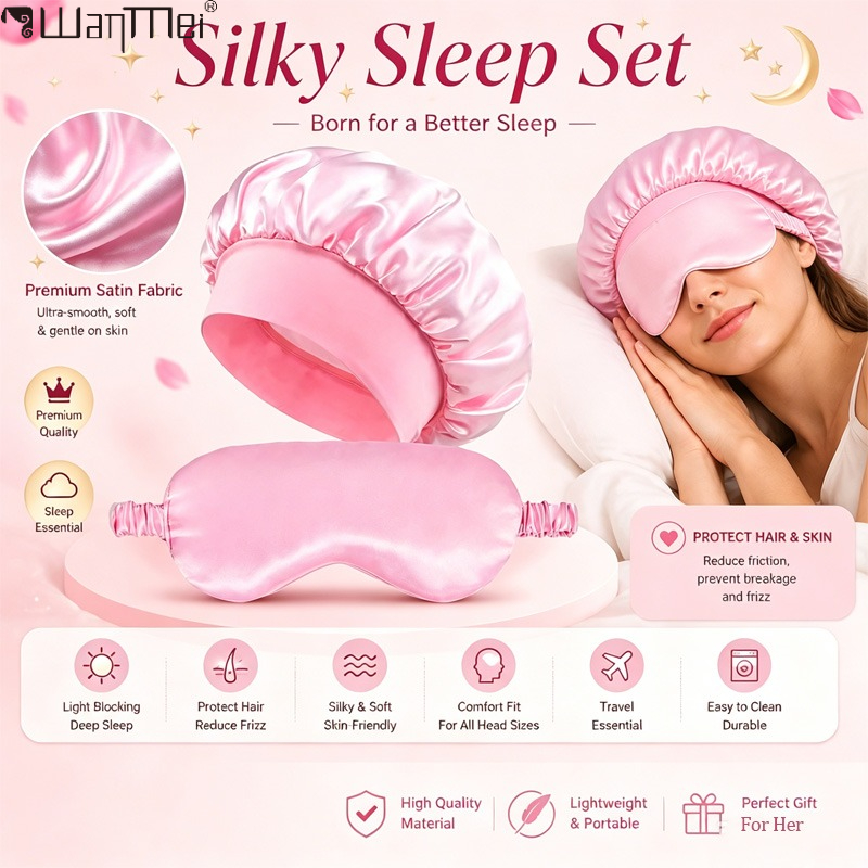  Satin Bonnet Sleep Eye Mask  - Hair Care Set ulasan dan harga