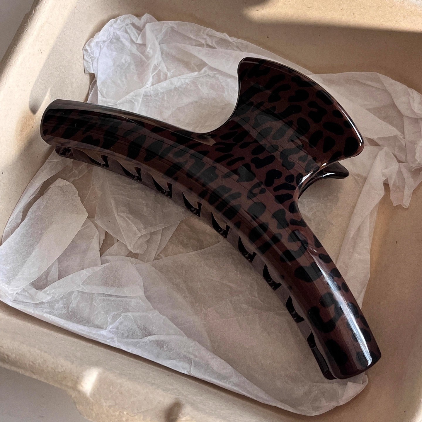 2pcs Vintage Leopard Print Arc - Hair Clip Claw Large ulasan dan harga