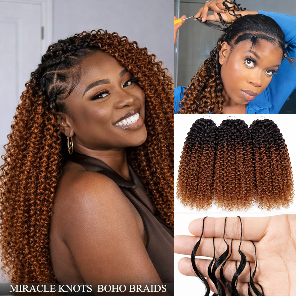 TB30 Brown Kinky Curly Crochet - Feather Hair Extension ulasan dan harga