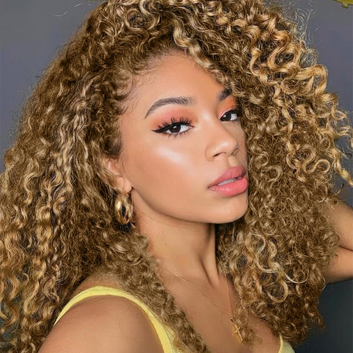 Honey Blonde Highlight Colored - Feather Hair Extension ulasan dan harga
